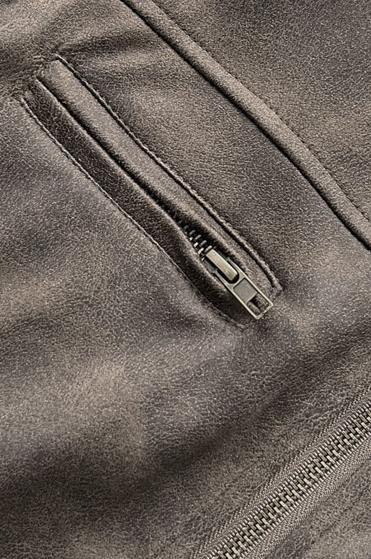 Fitted Brown Suede Leather Jacket image 5