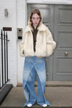 Short Faux Fox Fur Quilted Coat image 5