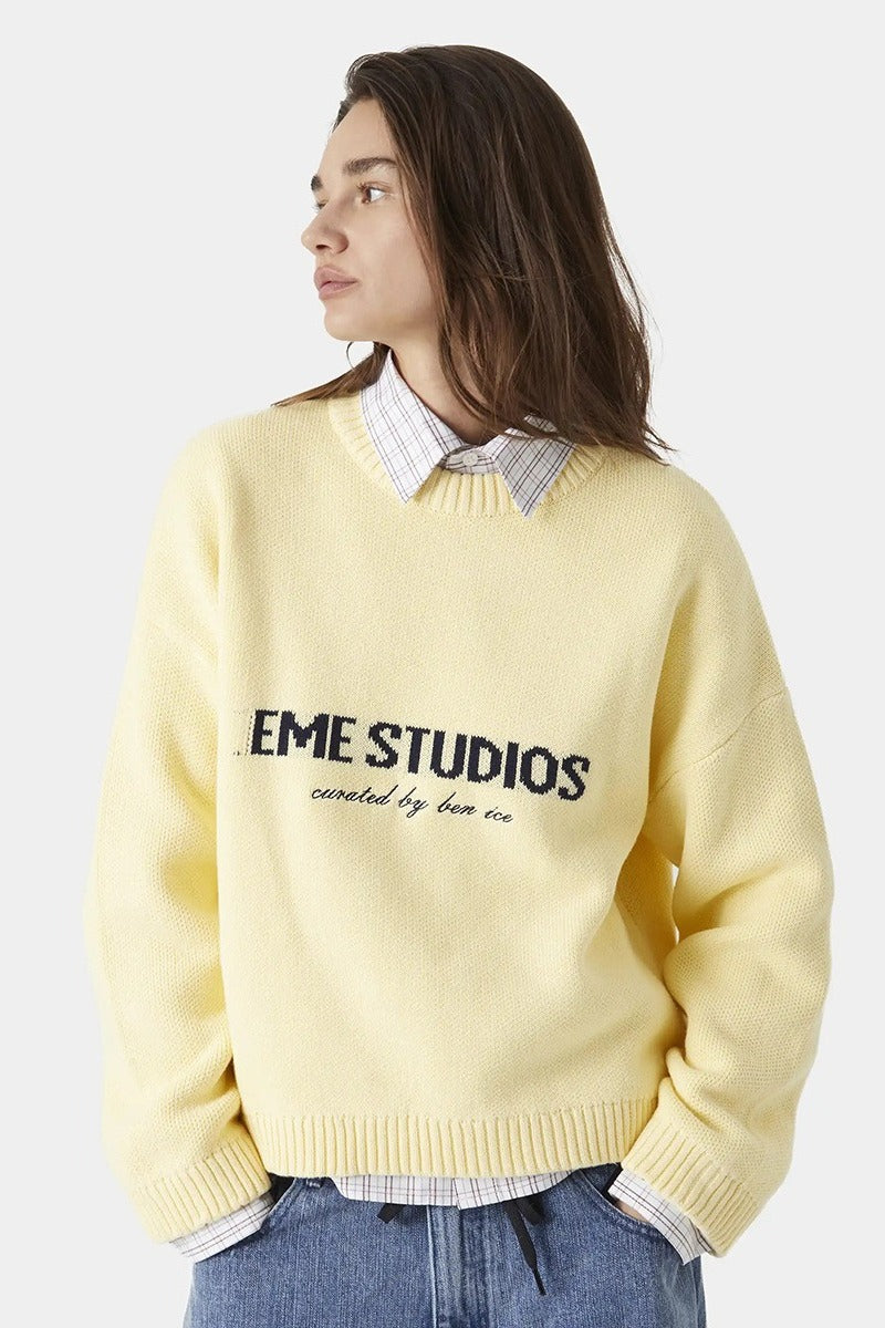 Embroidery Knit Slouchy Pullover Blouse image 1