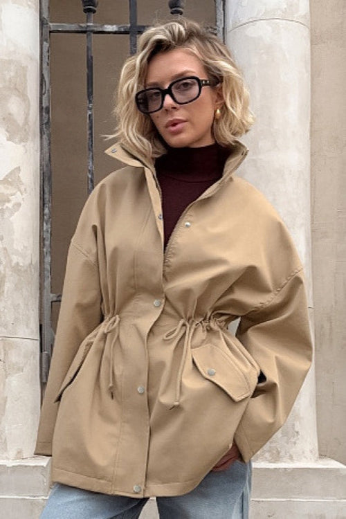 Barnfit Midi Drawstring Trench Coat image 1