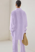Linen Loose Long Sleeve Pants Two Piece Set image 8