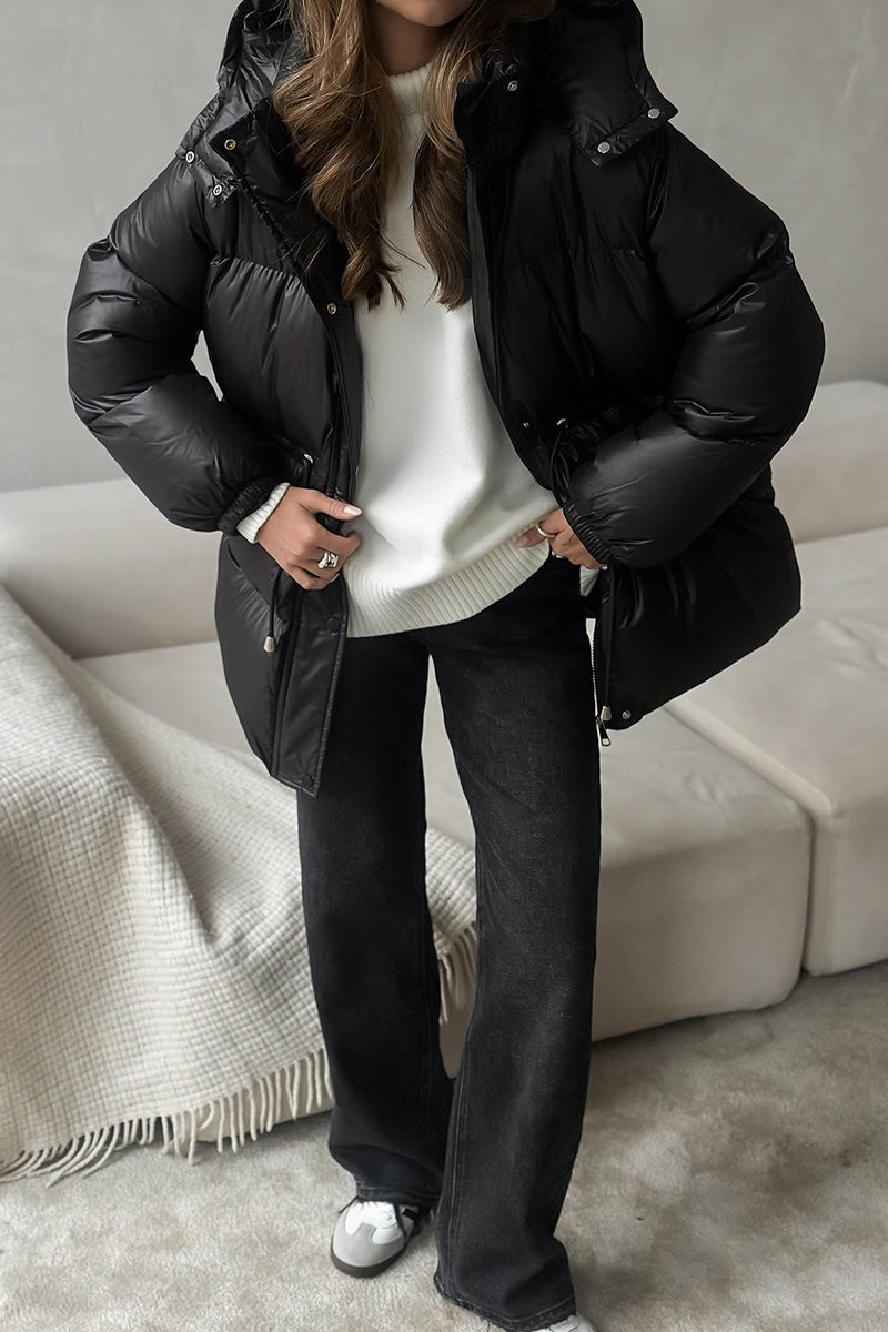Adjustable Drawstring Hooded Puffer Jacket image 6