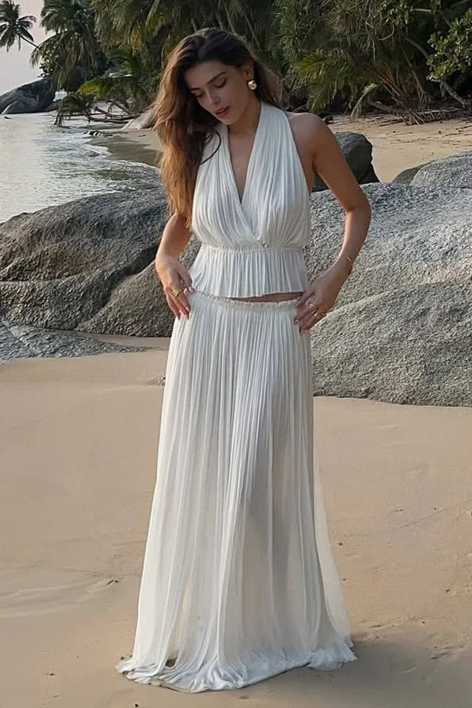 Pleated Halter Top Boho Dress image 15