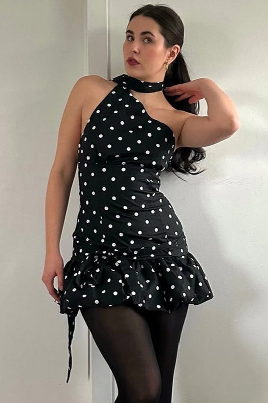 Chic Polka Dot Tie Backless Mini Dress image 5