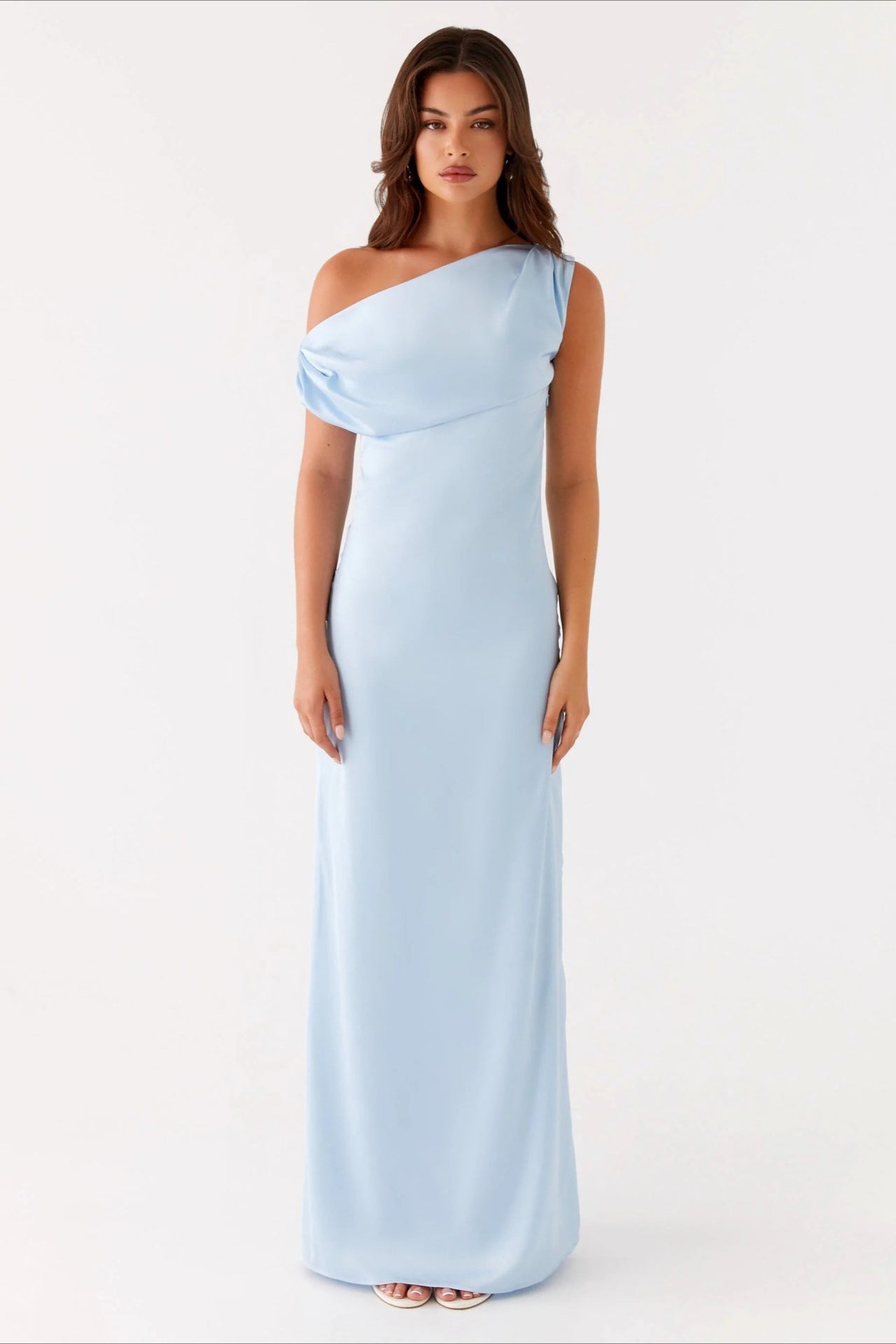 Solid Asymmetric Neckline Formal Dress image 5