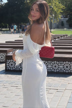 Mesh Double-Layer One-Shoulder Backless Mermaid Long Sleeve Maxi Dress image 5
