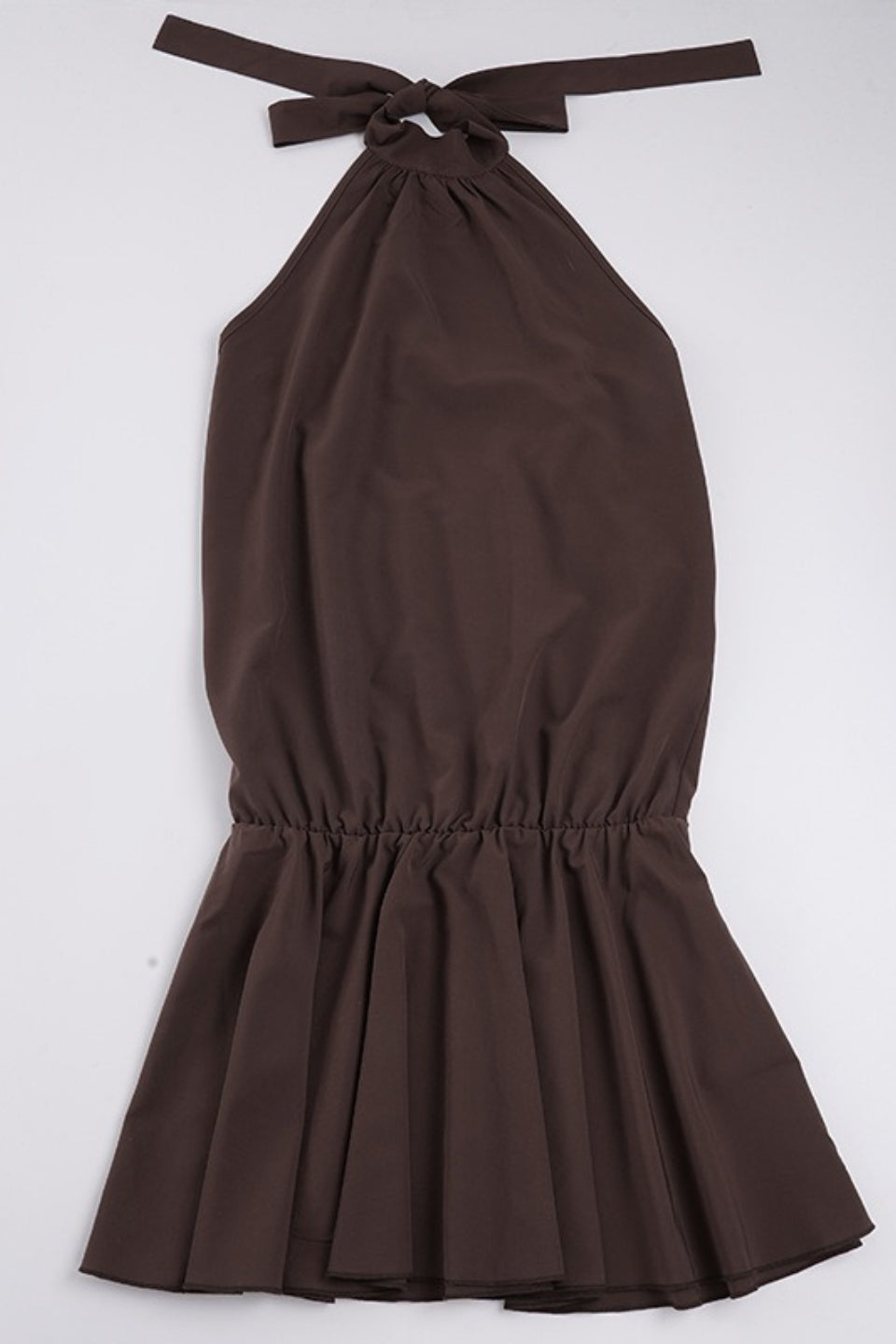 Vintage Solid Pleated Sexy Halter Mini Dress image 4