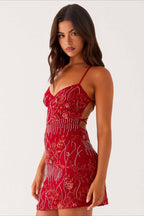 Colorful Beaded Back Tie Cocktail Dress image 18