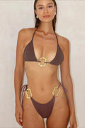Striped Triangle Bikini Set image 1