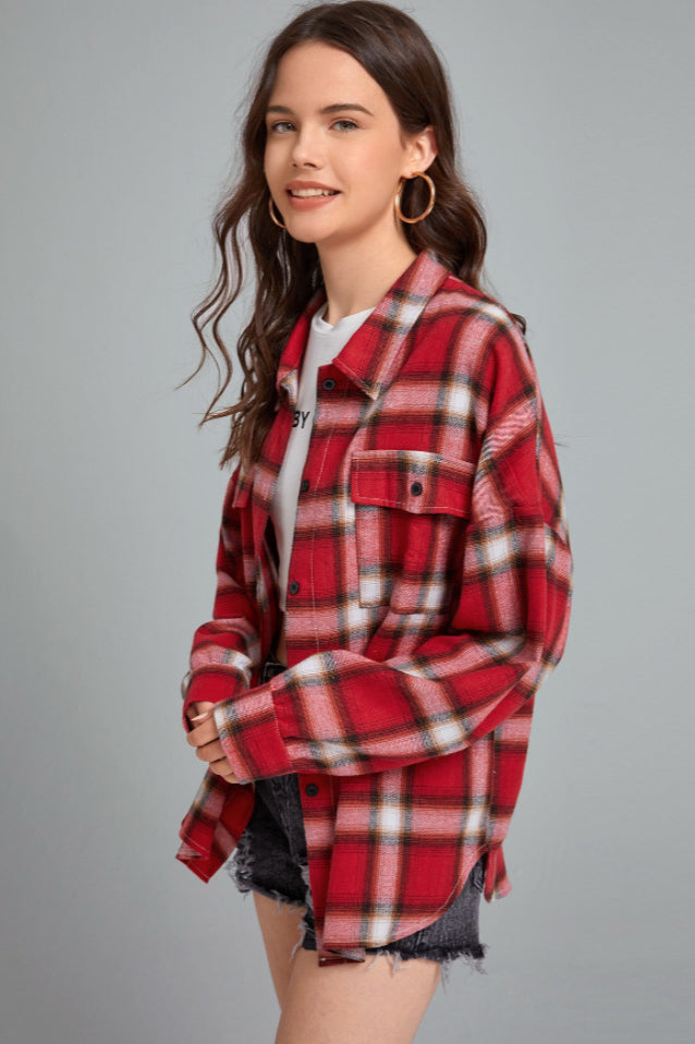 Plaid Stand Collar Button Shirt  Blouse image 22