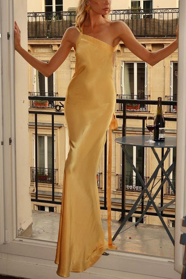 Satin One Shoulder Bodycon Formal Dress image 8