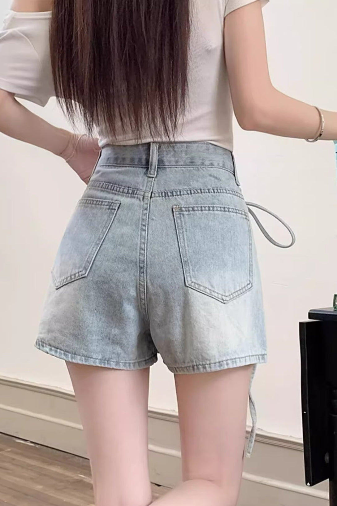 High Waist Denim Skort A Line Bodycon Mini Skirt image 4