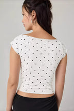 Cropped Fitted Retro Polka Dot T‑shirt image 2