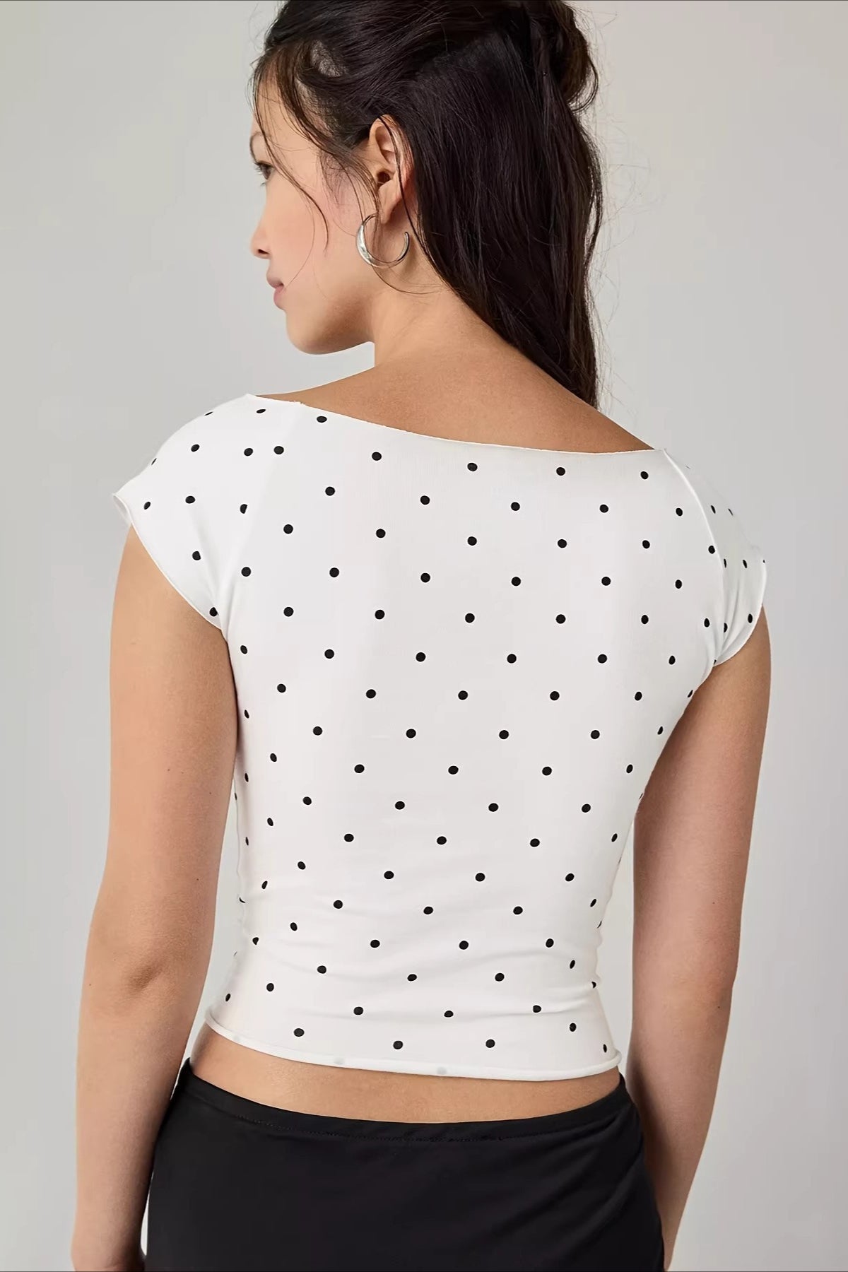 Cropped Fitted Retro Polka Dot T‑shirt image 2