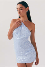 Backless Halter Sequin Lace Up Party Dress image 3