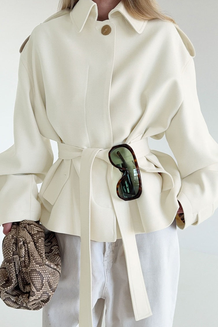 Lapel Faux Suede Drape Jacket image 1