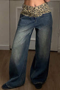 Vintage Leopard Patch Wide Leg Jean image 1