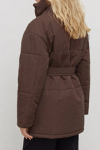 Longline Cotton Tie Waist Puffer Jacket image 7