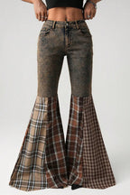 Plaid Patch High Waist Flare Jean image 3
