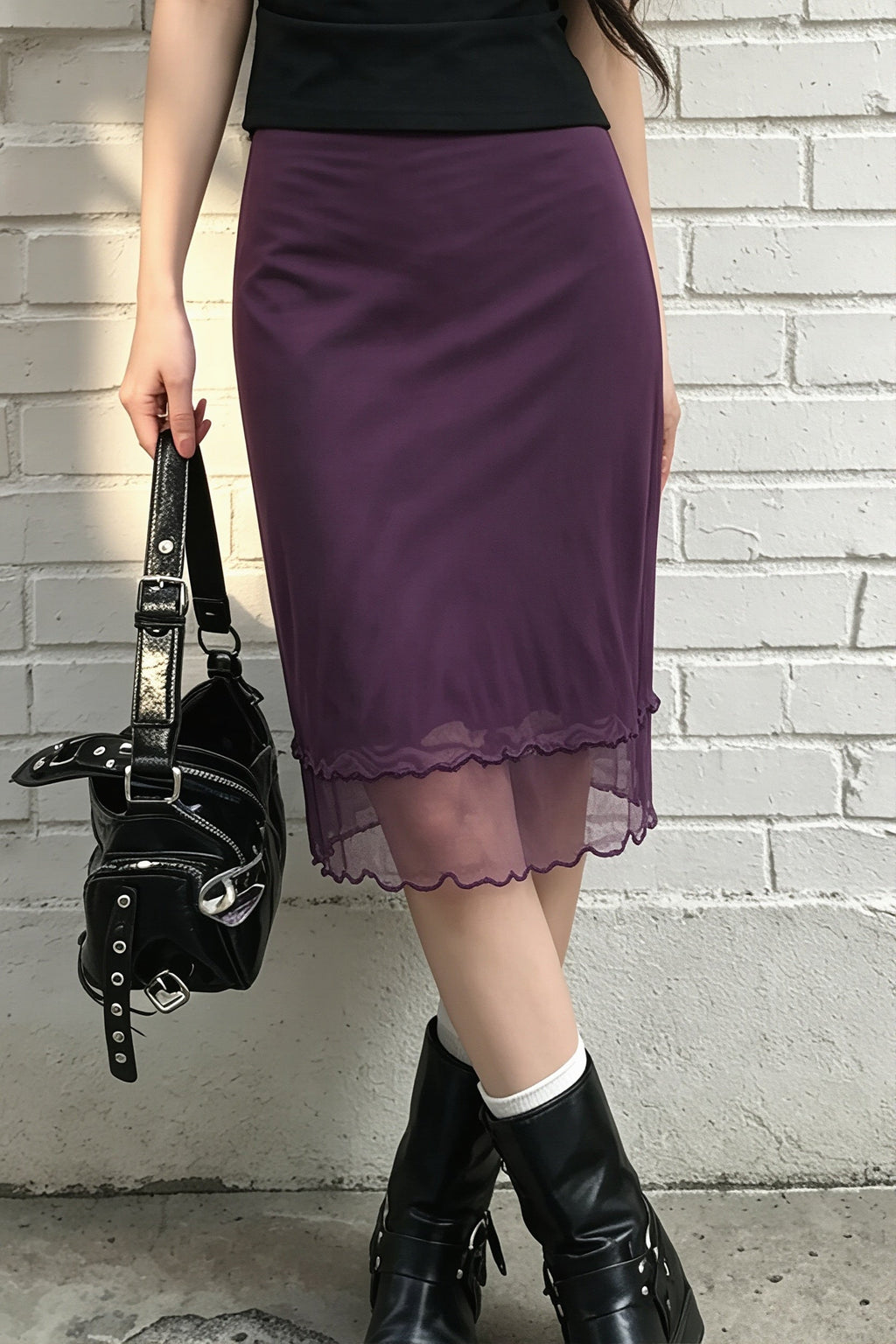 Elegant Ruffle Double Mesh Skirt image 1