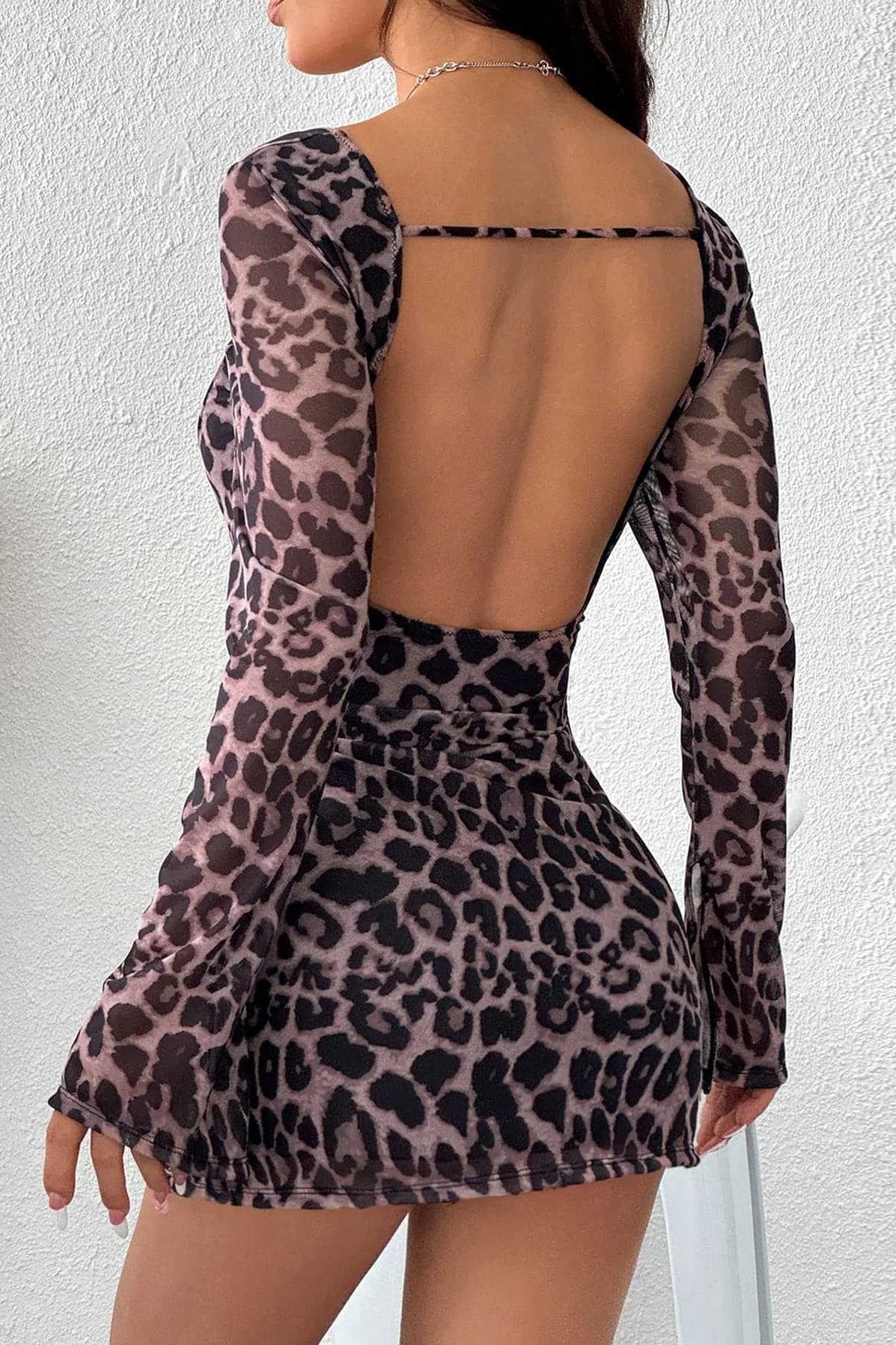 Leopard Print Sweetheart Halter Mini Dress image 4