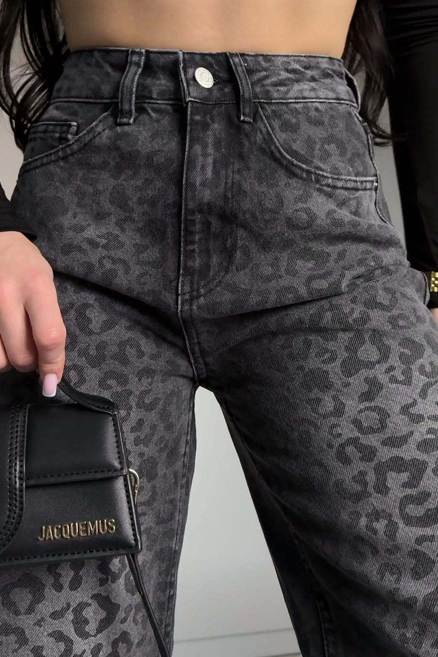 Leopard Print Flared Denim Jeans image 4