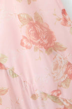 Holiday Pink Flower Print Halter Floral Dress image 3