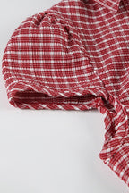 Preppy Plaid Button Down Collar Slim Blouse image 7
