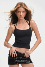 Versatile Slim Solid Double Strap Cropped Cami Top image 4
