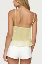 Sheer Lace Sequin Bow Cami Top image 8