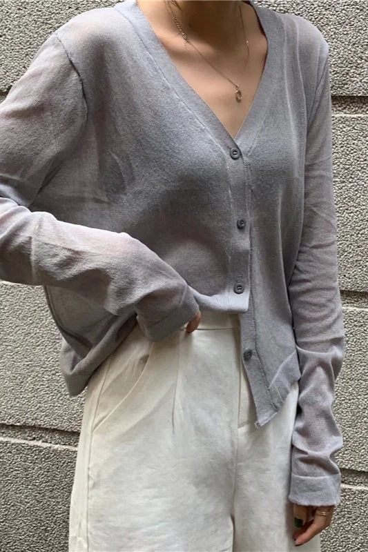 V-Neck Lightweight Knit Cardigan image 14