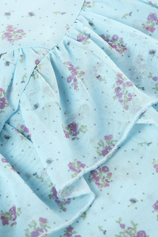 Sheer Floral Low Waist Asymmetrical Ruffle A Line Skirt image 5