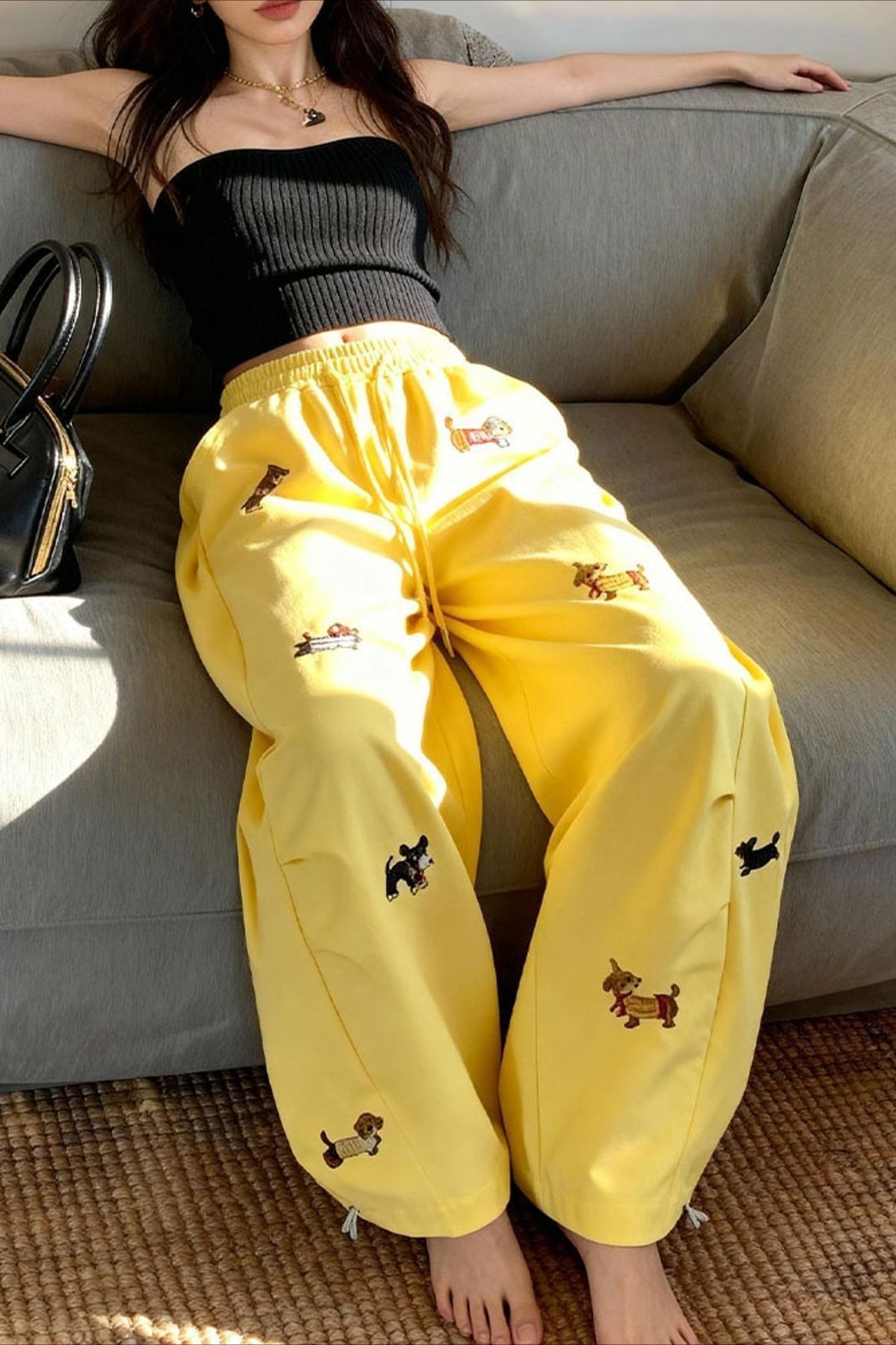 Street Style Embroidered Baggy Pants image 1