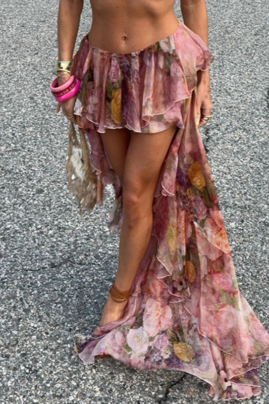 Romantic Floral High Waist Maxi Skirt image 1