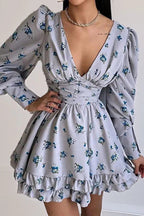Floral Long Sleeve Party Dress image 1