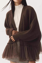Ruffled Tulle Knit Long-Sleeve Cardigan image 5
