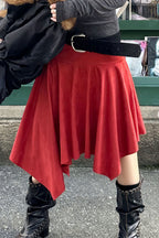 Chic Suede High Waist Asymmetrical Skirt image 4