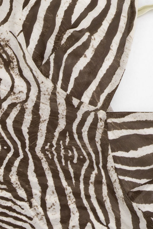 Zebra Print Mesh V Neck Cami Top image 5