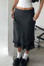 Polka Dot A-Line Mesh Midi Skirt image 3