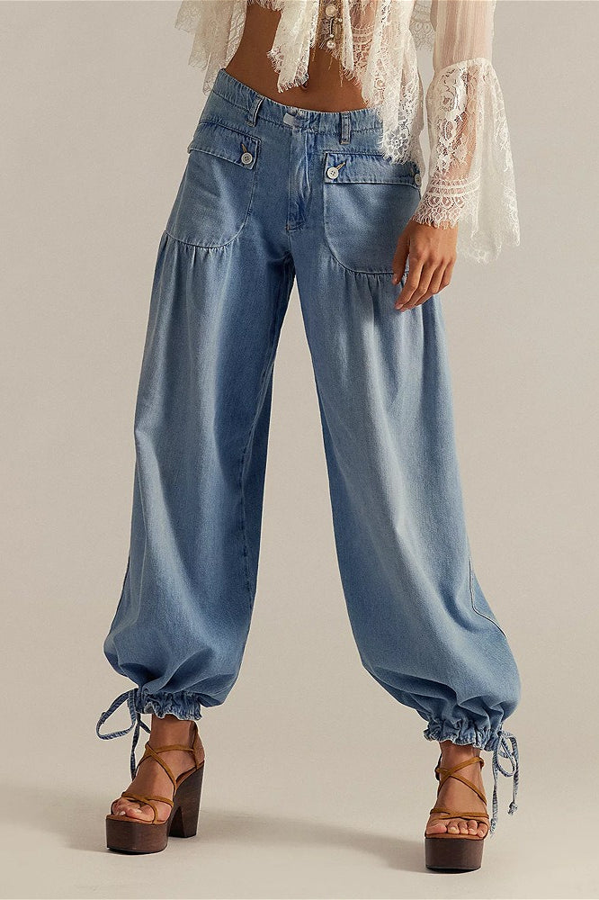 Loose Cuffed Ruched Tie Jeans image 1