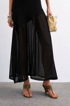 Ribbed Knit Mesh Splice Maxi Dress image 9
