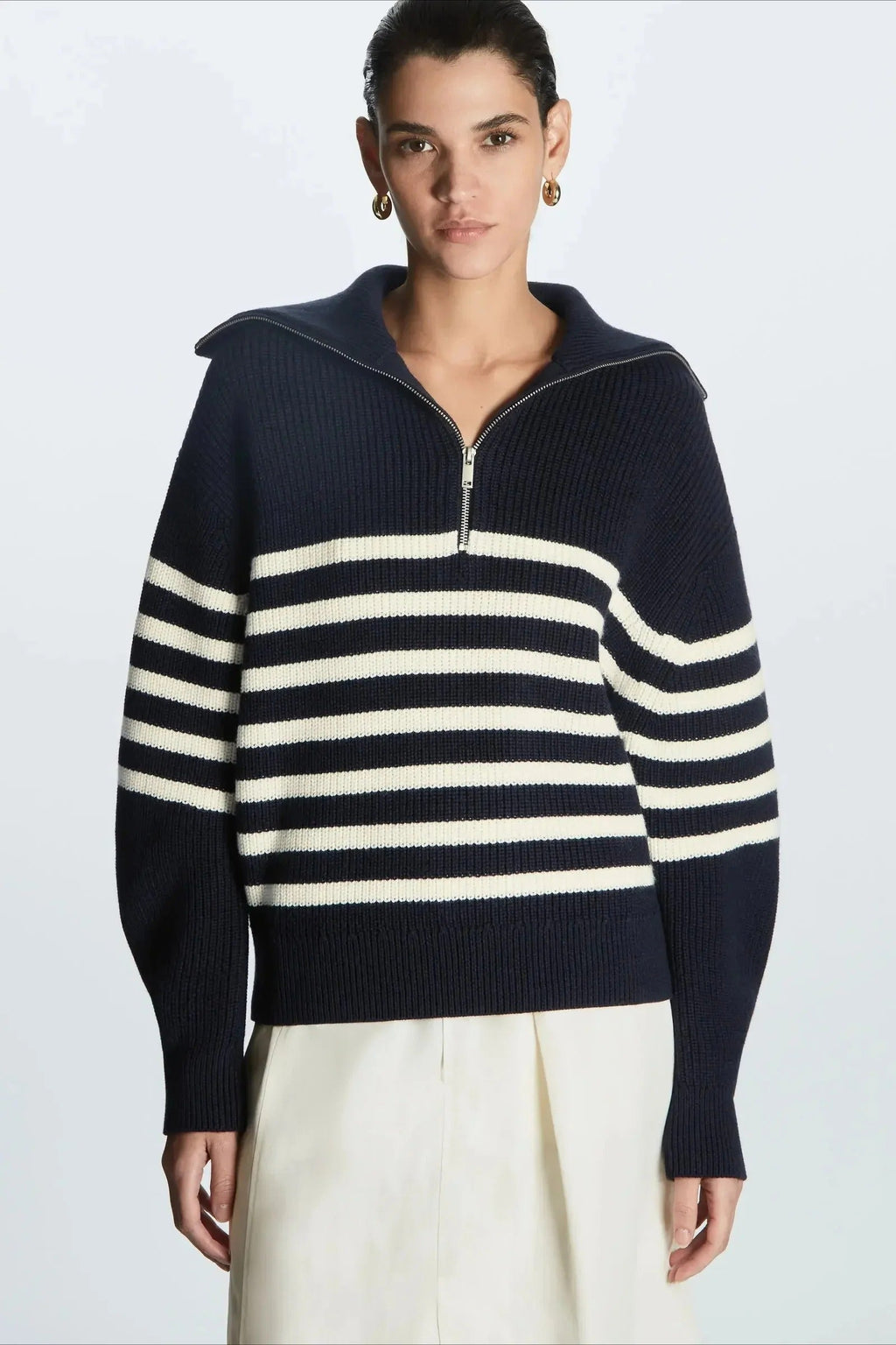 Fashion Wool Blend Open Collar Sweater image 1