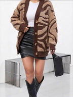 Plus Size Leopard Knit Cardigan image 1