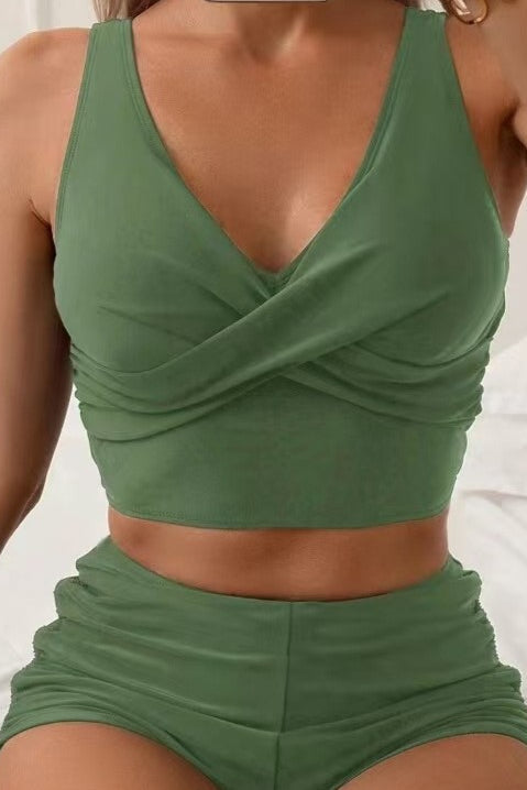 Vacation Style Cross Strap Bikini Two Piece Swim Set image 2
