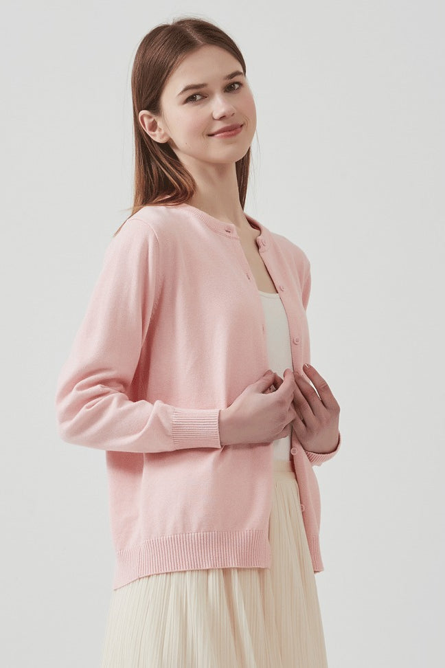 Cotton Crew-Neck Lightweight Knit Outerwear Cardigan image 4