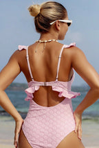 Jacquard Ruffle Hollow One Piece Swimwear image 4