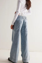 Elastic Waist Mid Rise Ruched Loose Wide Leg Jeans image 5