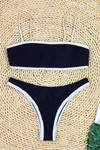 Chic Black White Tweed Style Bikini Sets image 4