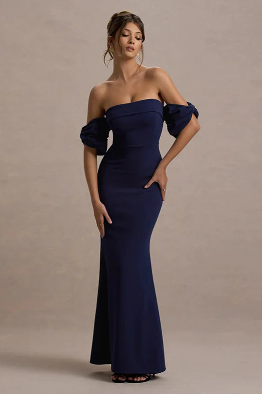 Elegant Fit-and-Flare Bubble Sleeve Strapless Party Dress image 1