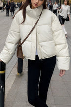 Cropped Faux Leather Insulated Puffer Jacket image 10
